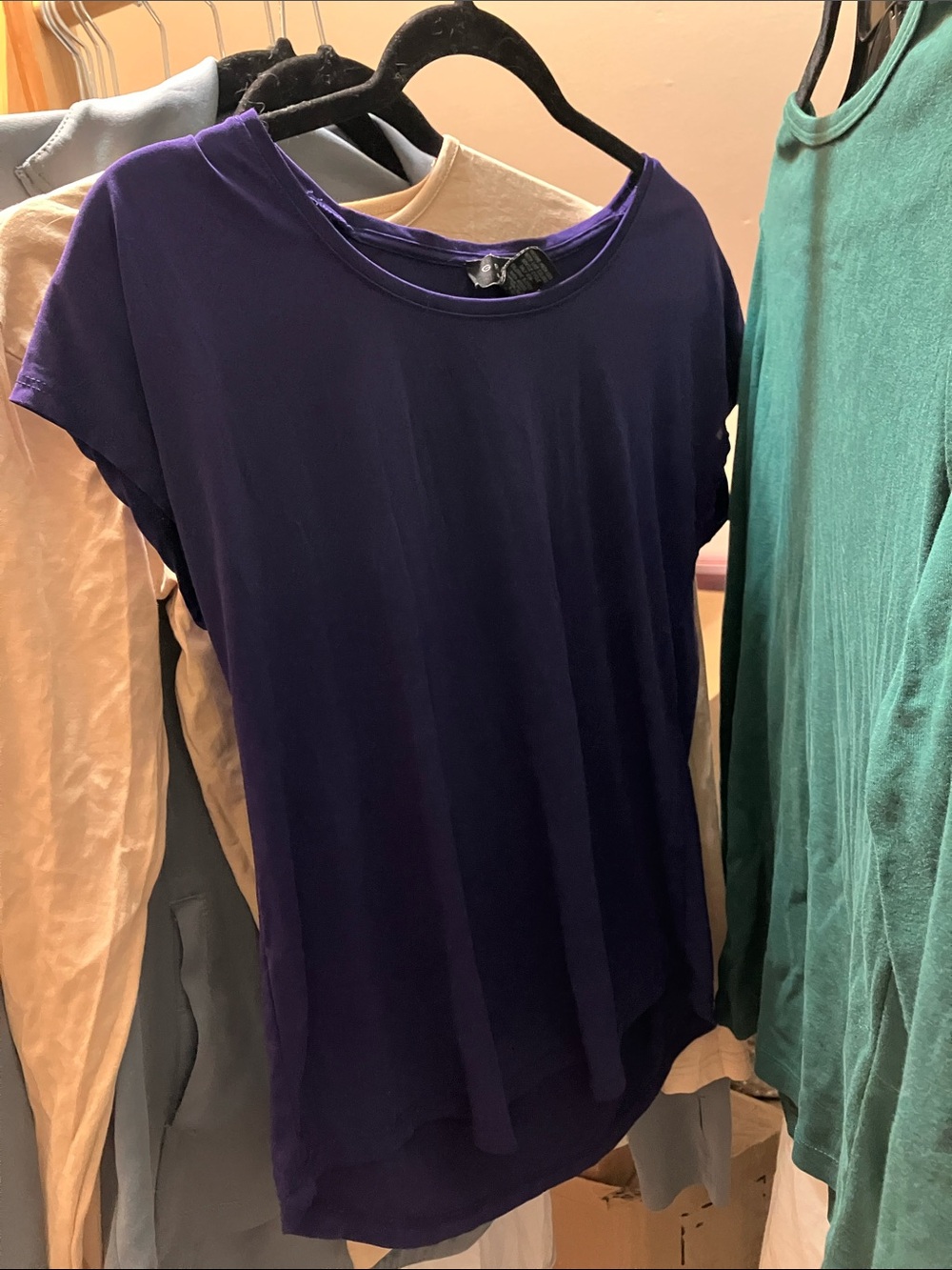 Light and Stretchy Scoop Neck Top in Deep Purple - excellent condition, size S